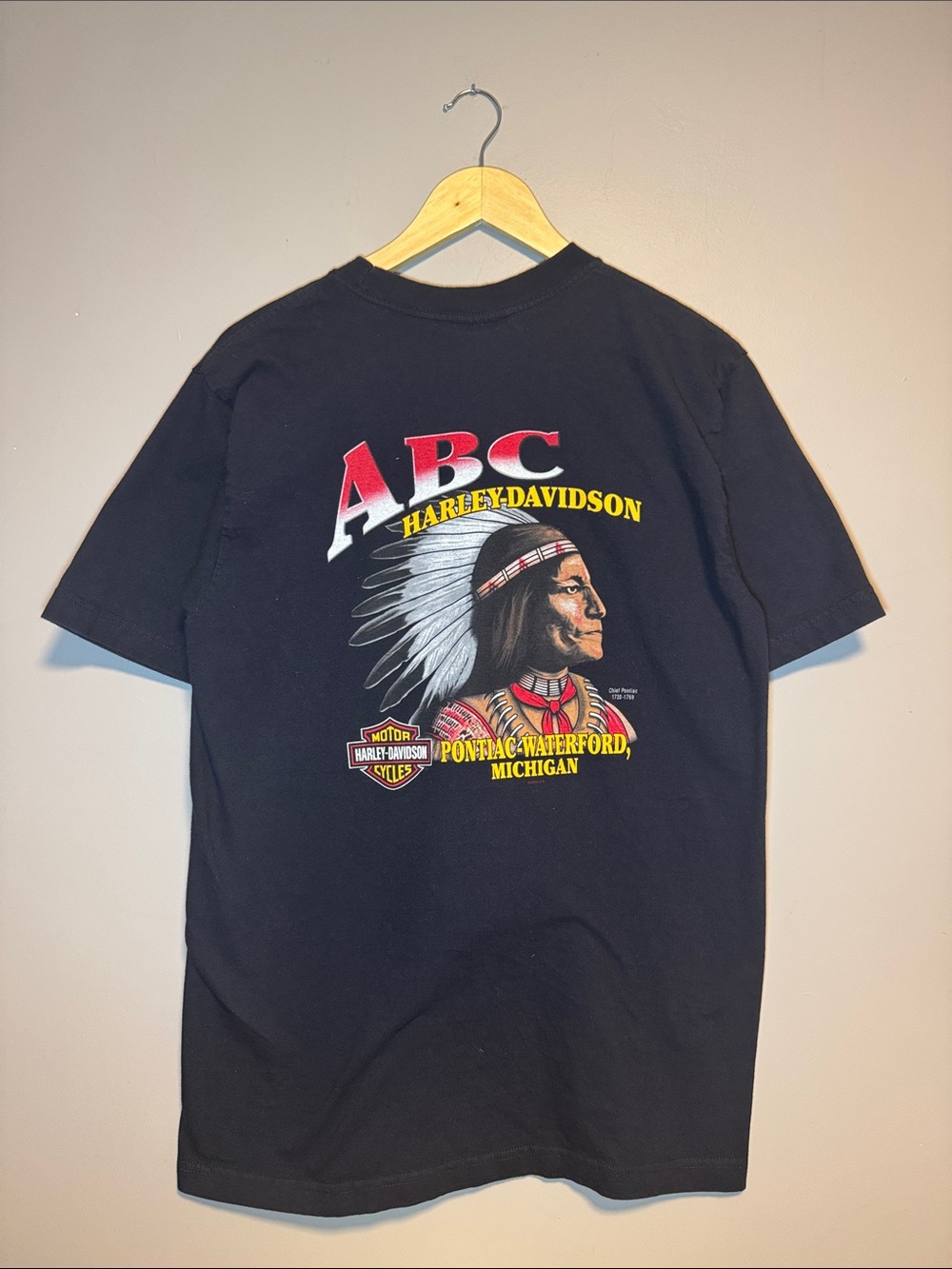 Vintage ABC Chief Pontiac Michigan Harley Davidson T-Shirt / Large / 2004-06
